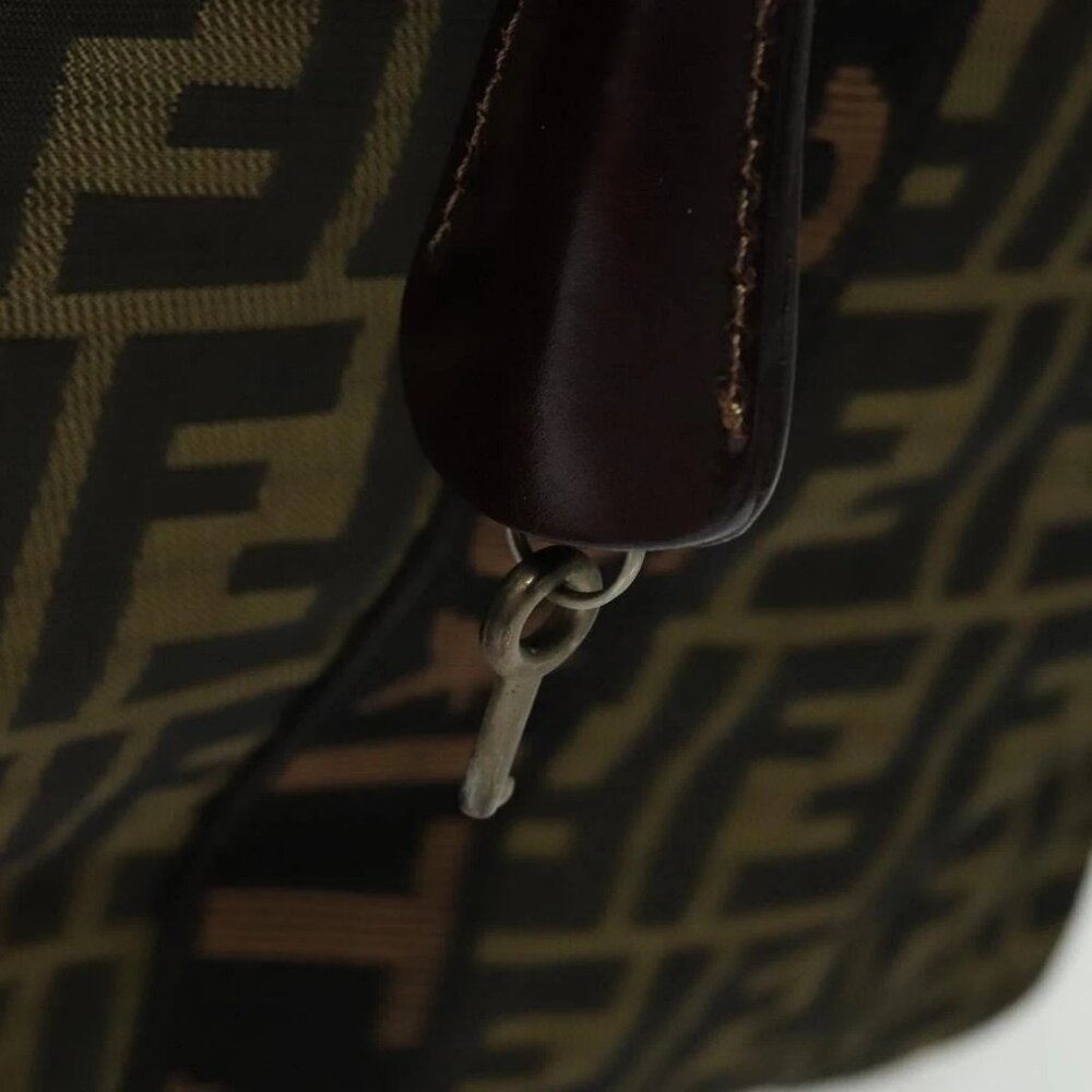 FENDI Zucca Canvas Boston Bag Brown Black Auth BA4042 - Picture 9 of 15